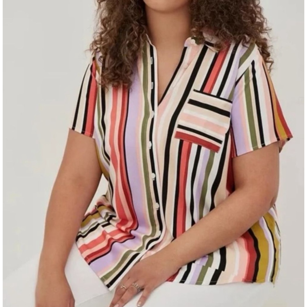 Women's TORRID Multicolor Striped Button Down Shirt Plus Size 3X